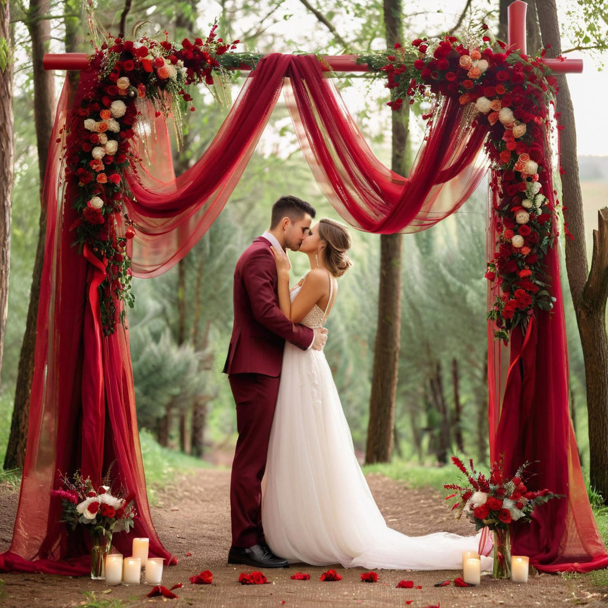Wedding gauze curtain white gauze cross-border outdoor gauze curtain scene background decoration party wedding gauze wedding arch