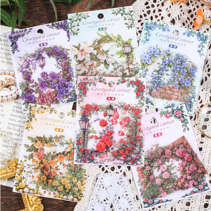 Carefully Selected Retrostory Corner Stickers Ins Style Flower Collage DIY Border Handbook Landscaping Decoration Material Stickers