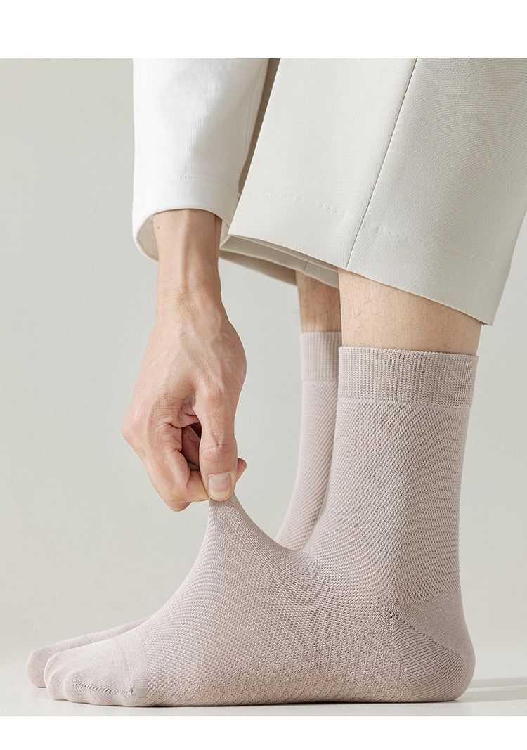 Zhuji socks men's mid-tube socks summer ultra-thin deodorant summer business spring and summer mesh stockings breathable sweat absorption