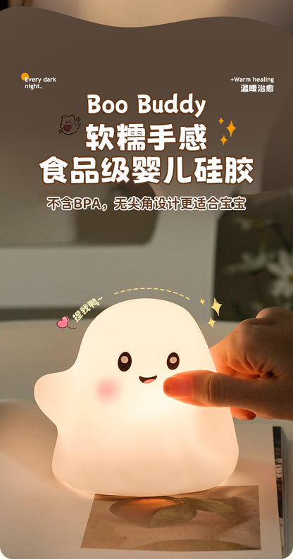 Halloween Little Ghost Night Light Silicone Tap Lamp Small Bedside Lamp Atmosphere Lamp Wholesale Holiday Atmosphere Lamp