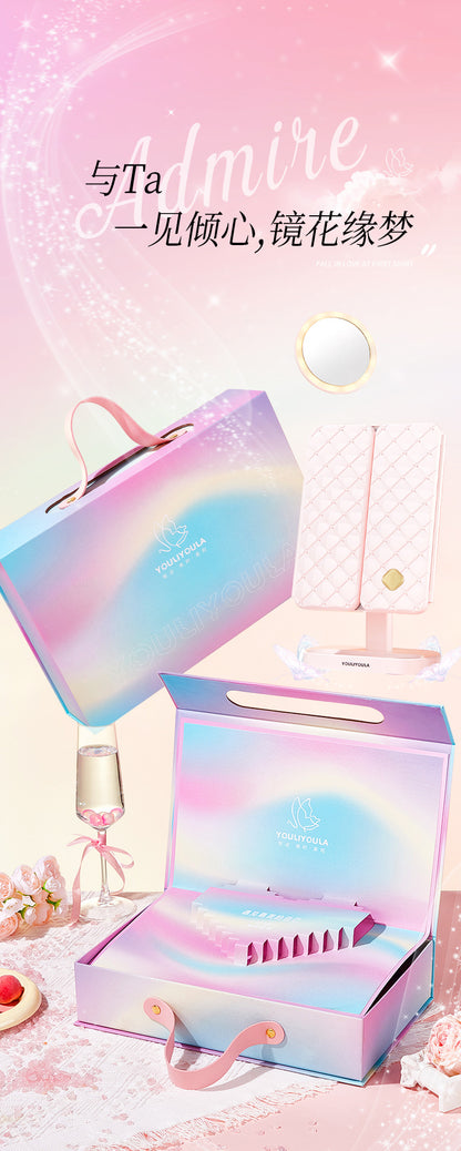 Led Makeup Mirror with Lamp Desktop Desktop Makeup Shell Mirror Holiday Gift for Girlfriend Dressing Mirror