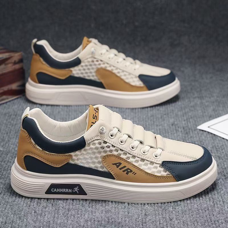 Hollow-Out Leather Shoes for Men, Summer Breathable Soft Leather Low-Top Business Casual Versatile Slip-On Perforated Dad Shoes