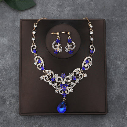 Korean Bride Necklace Earrings Two-piece Decorations Wedding Yarn Wedding Jewelry Wedding Accessories Dance Studio