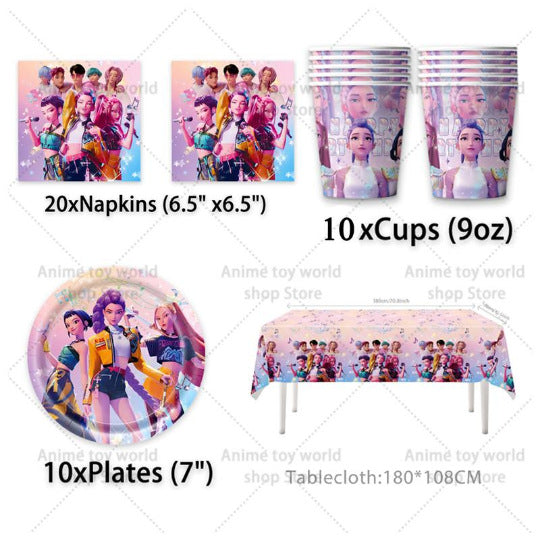 Amazon's New Pop Hunter Witch Group Theme Birthday Party Supplies Set Paper Plate Tissue Tablecloth Decoration