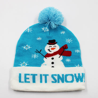 Korean Internet Celebrity Style Snowflake Christmas Hat, Warm and Cold-Proof Women's Knitted Hat with Pom-Pom, Ear-Protecting Yarn Hat, Light Luxury Style