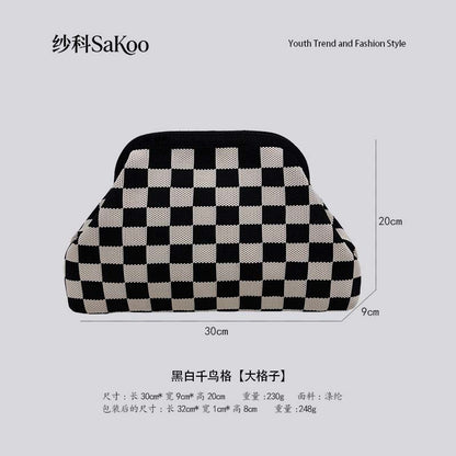 Cross-Border Dropshipping Knitted Bag Striped Clutch Bag for Women Fly-Knit Cloud Versatile Stylish Portable Makeup Bag Large Capacity