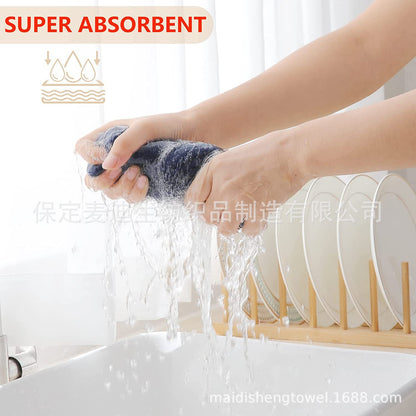 Cross-border Amazon pure cotton honeycomb kitchen dishwashing square towel can be suit with hook waffle square towel generation sticker code