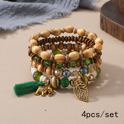 European and American Cross-Border Hot-Selling New Bohemian Bracelets Creative Tassel Multi-Layer Beaded Bracelets Fashion Jewelry