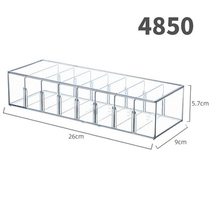 Desktop Storage Box Drawer Built-in Partition Transparent Acrylic Narrow Long Rectangular Cosmetic Workstation Kitchen