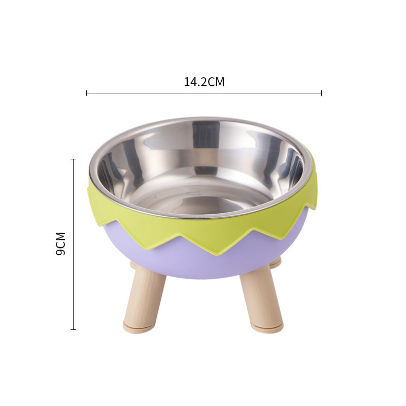 Pet stainless steel bowl non-slip large capacity dog bowl cat goblet bowl neck protection pet bowl anti-knock cat bowl new