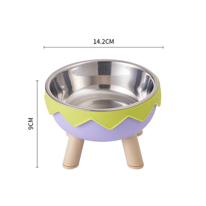 Pet stainless steel bowl non-slip large capacity dog bowl cat goblet bowl neck protection pet bowl anti-knock cat bowl new