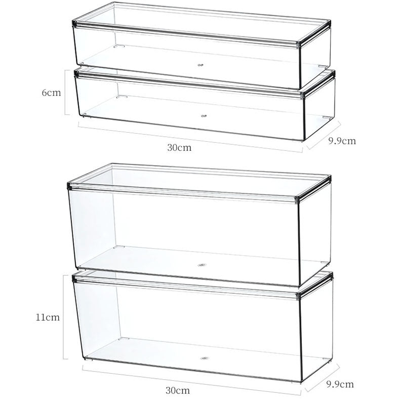 Simple Storage Box Transparent Acrylic Narrow Long Rectangular Mirror Cabinet Cosmetic Stationery Pen Kitchen Chopsticks Box