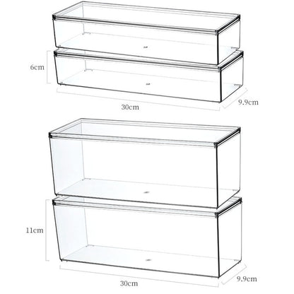 Simple Storage Box Transparent Acrylic Narrow Long Rectangular Mirror Cabinet Cosmetic Stationery Pen Kitchen Chopsticks Box