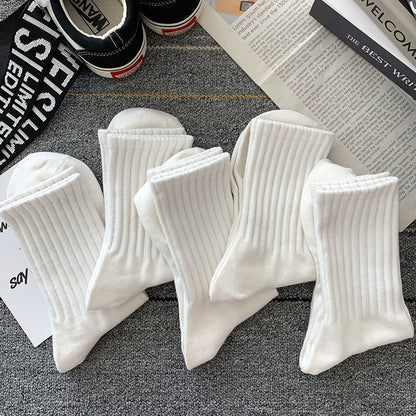 Socks Men's Autumn Spring and Autumn New Solid Color Casual All-match Sports Style Basketball Fashionable Socks Comfortable Men's Mid-tube Socks