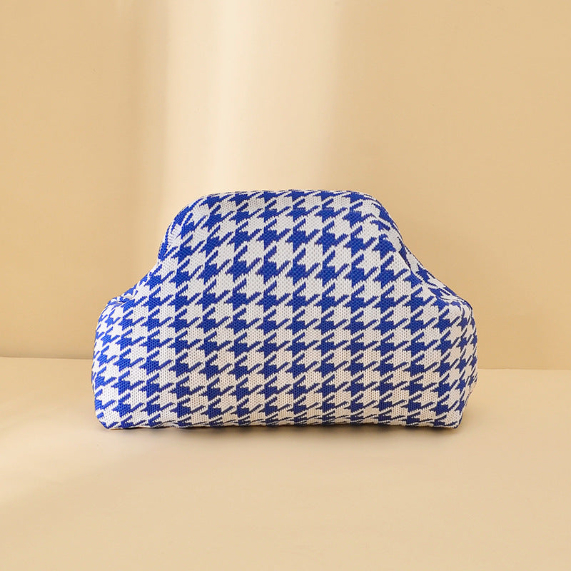 Cross-Border Dropshipping Knitted Bag Striped Clutch Bag for Women Fly-Knit Cloud Versatile Stylish Portable Makeup Bag Large Capacity