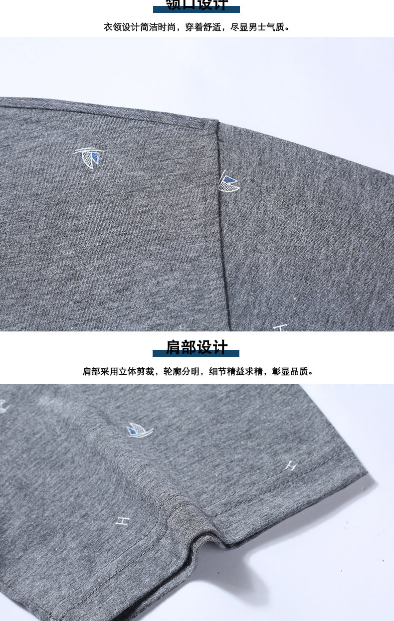 Middle-aged Men's Cotton Short-sleeved T-shirt Lapel Pocket Summer Middle-aged and Elderly plus size Half-sleeved Dad T-shirt Father