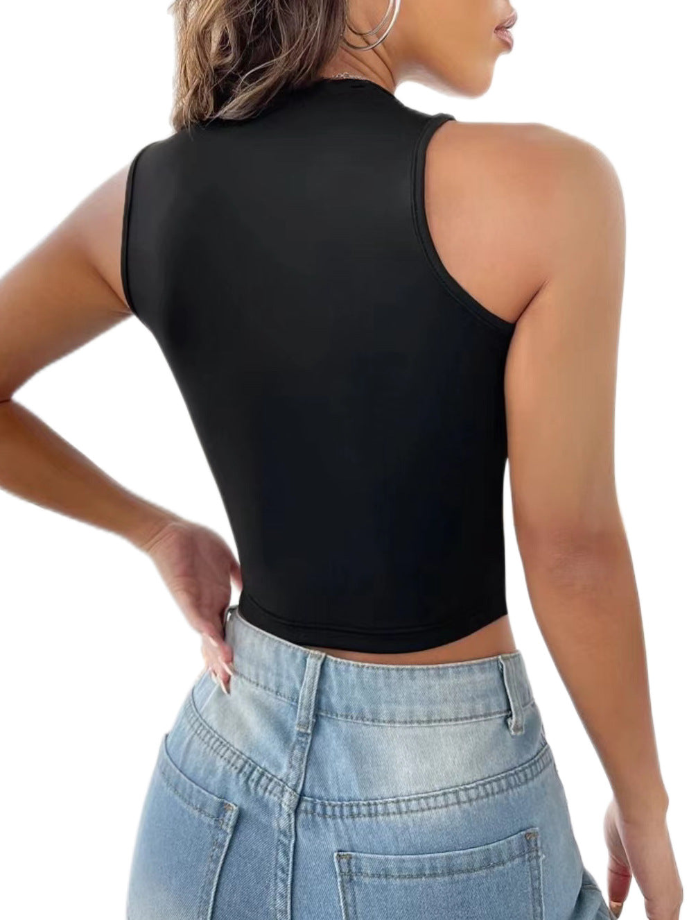[Label Size] Hollow Hole Vest, Tight-Fitting Inner Navel-Baring Top, Summer Sleeveless Vest
