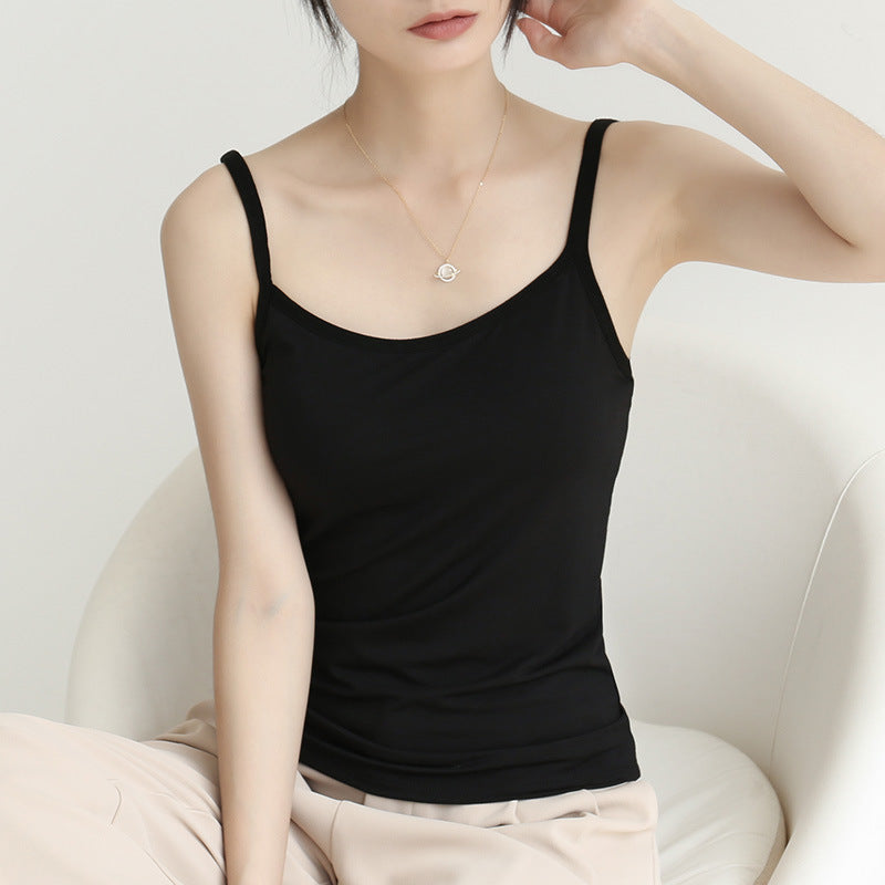 Factory Direct Sales Spring and Summer Versatile Camisole Women's Simple Solid Color Slim Elastic Bottoming Shirt Wholesale Dropshipping