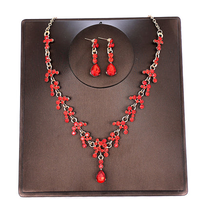 Korean Bride Necklace Earrings Two-piece Decorations Wedding Yarn Wedding Jewelry Wedding Accessories Dance Studio