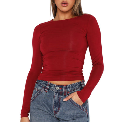 Versatile Irregular Slim Fit Bottoming Top Slim-fit Long Sleeve