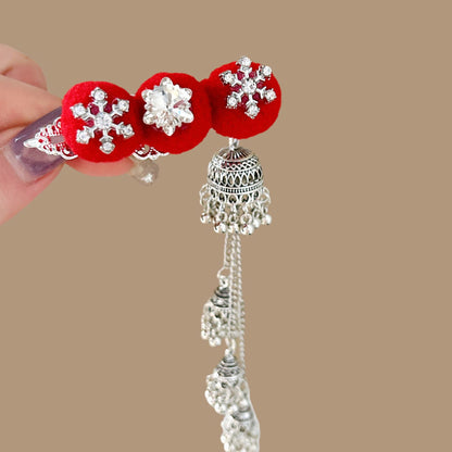 Antique Style Burned Blue Cloud Pearl Hairpin New Chinese Tassel Side Clip Advanced Sense Clip Hair Accessories Headwear Hair Clip