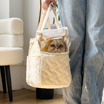 Cat Bag Outgoing Portable Breathable Shoulder Breathable Small Dog Bag Portable Lightweight Canvas Cat Pet Crossbody Backpack