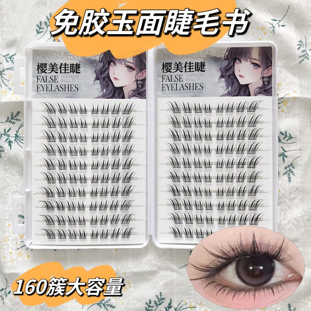 Yingmeijia Eyelashes Glue-Free Jade-Faced Little Fox False Eyelashes Ancient Style Natural Thick Oblique Segmented False Eyelashes Pure Desire
