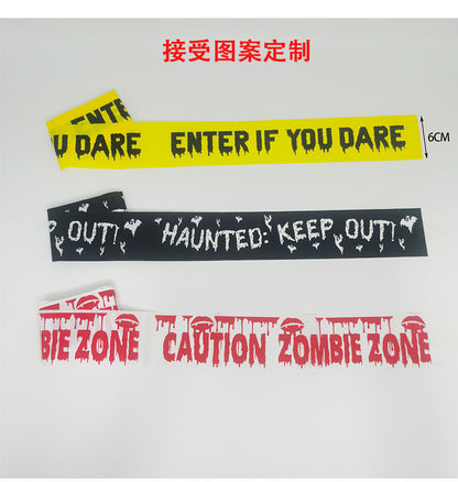 Cross Border in stock Halloween Party Decoration Warning Tape Horror Party Decoration Supplies Halloween Warning Tape