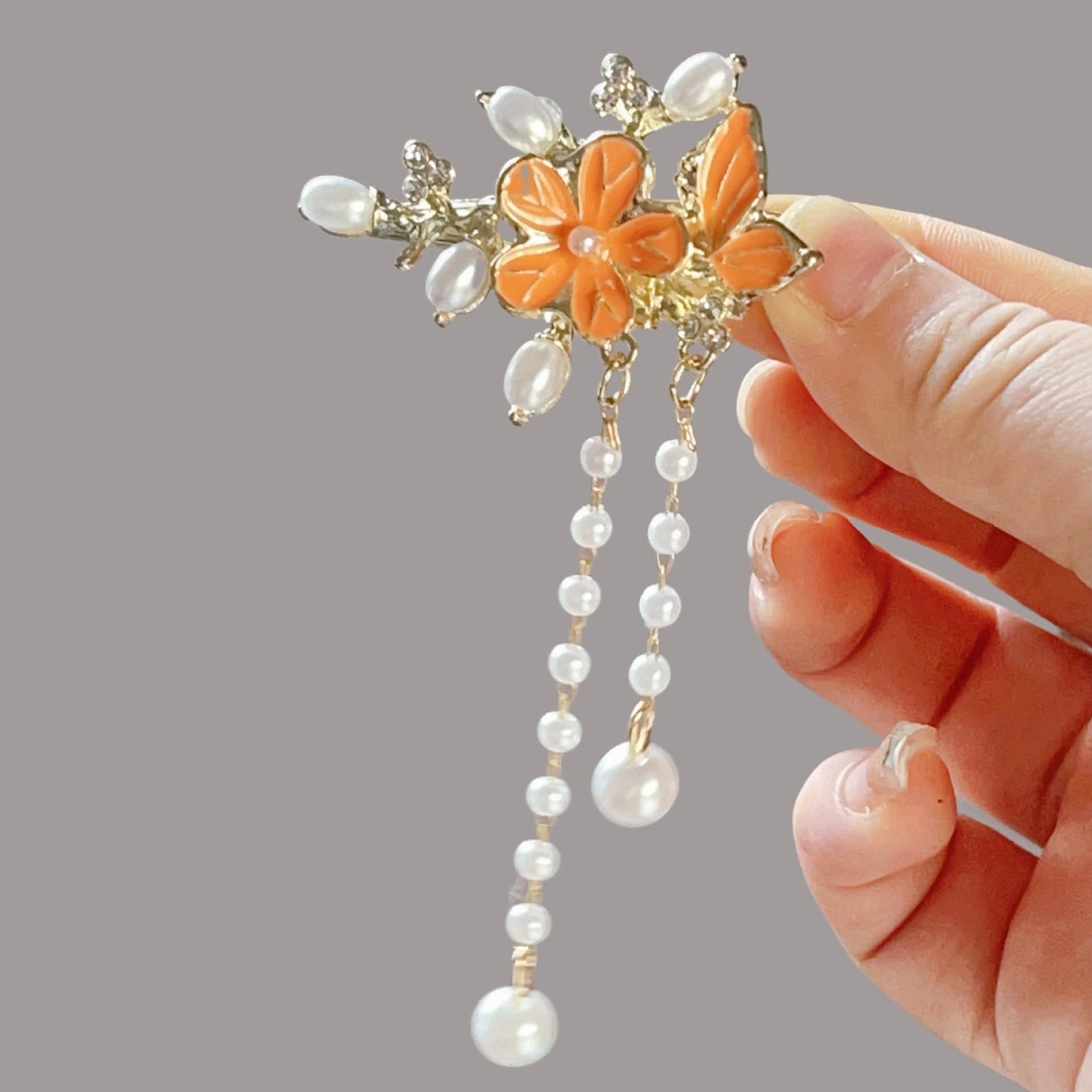 Antique Style Burned Blue Cloud Pearl Hairpin New Chinese Tassel Side Clip Advanced Sense Clip Hair Accessories Headwear Hair Clip