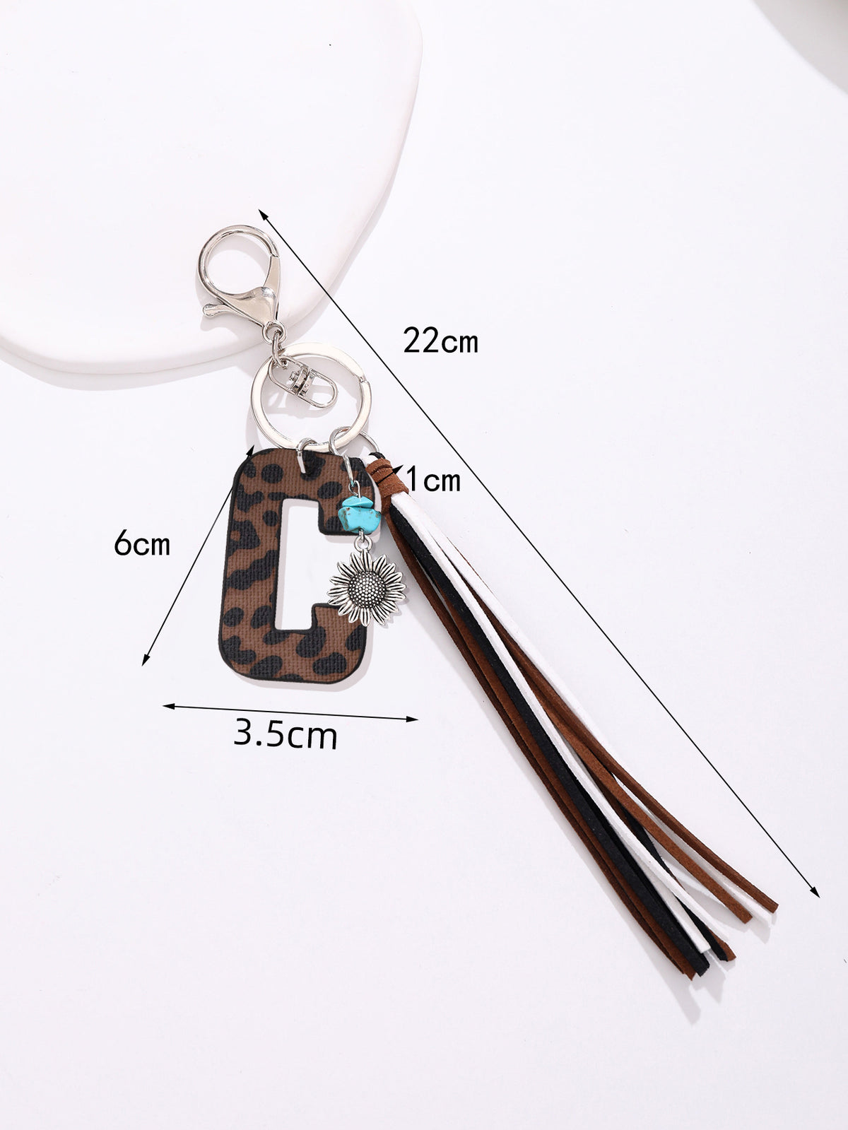 New Western Denim Style Leopard Oil-trimmed Leather Letter A Korean Velvet Tassel Combination Keychain Pendant Bag