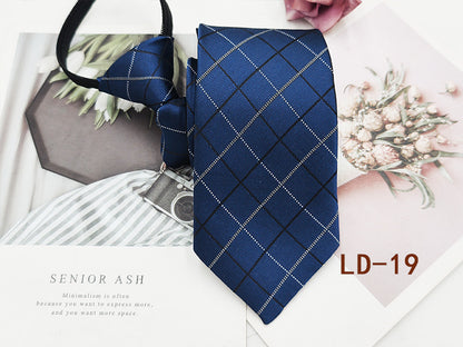 Factory In-Stock Zipper Tie Men's Formal Business 8cm Lazy Tie Red Black Striped Workplace Striped Tie