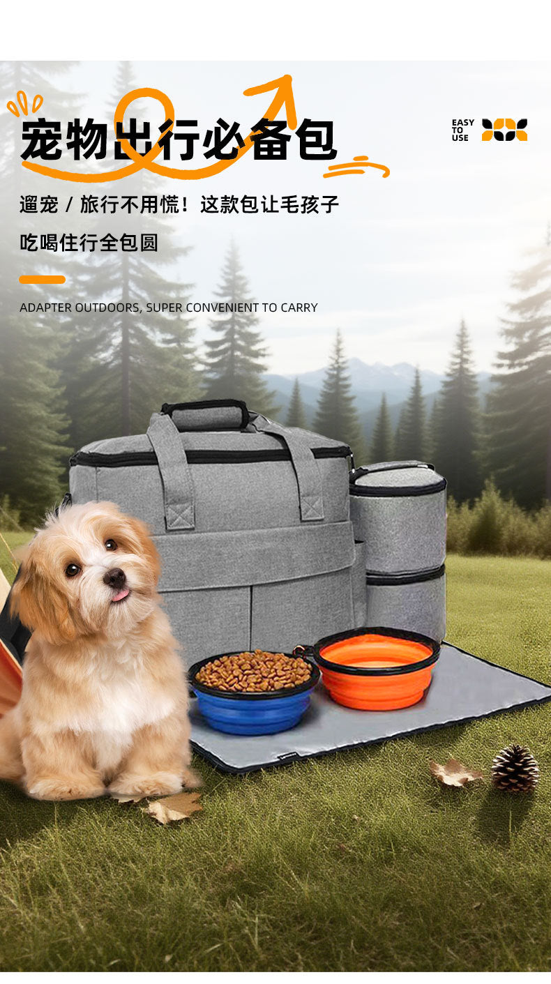 Large-Capacity Dog Food and Cat Food Backpack, Pet Travel Bag, Foldable Snack Bag, Dog Bag, Cat Bag, Portable Cross-Body Bag