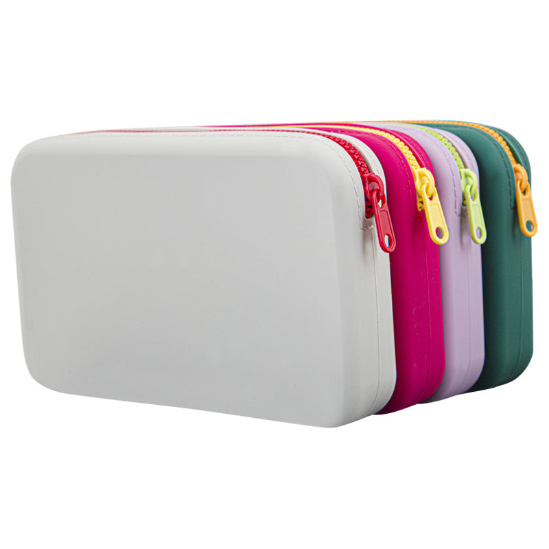 Large-Capacity Rectangular Silicone Cosmetic Bag, Storage Bag, Toiletry Storage Bag, Digital Bag, Travel Bag, Menstrual Bag