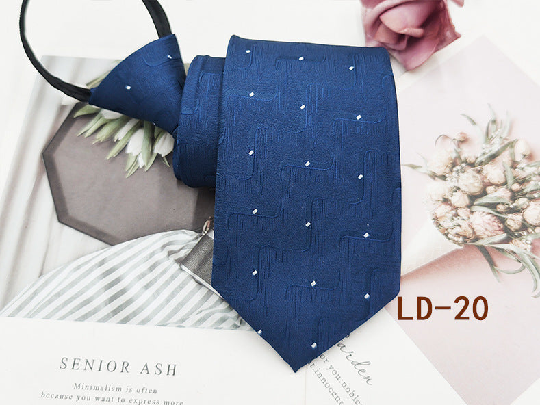 Factory In-Stock Zipper Tie Men's Formal Business 8cm Lazy Tie Red Black Striped Workplace Striped Tie