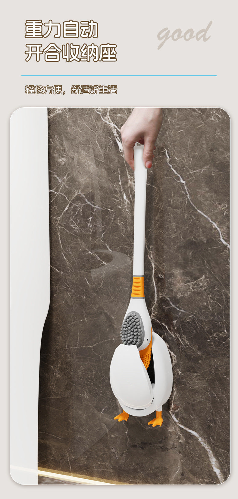 [Patented Authentic] New Diving Cartoon Duck Silicone Toilet Brush Home with Base Cleaning Set Bathroom