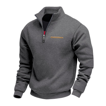 Cross-Border American Style Autumn and Winter Heavyweight Fleece Long-Sleeve Men's Sweatshirt with Half-Zip, Loose Fit, Stand Collar, Pullover Men's Sweatshirt
