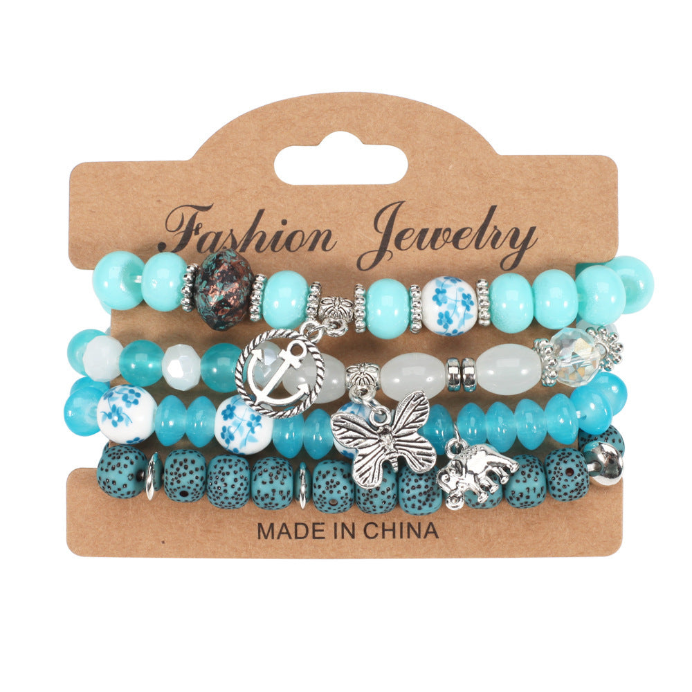 European and American Cross-Border Hot-Selling New Bohemian Bracelets Creative Tassel Multi-Layer Beaded Bracelets Fashion Jewelry