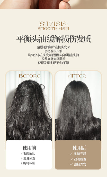 Natural and Authentic Boar Bristle Air Cushion Comb Air Bag Massage Comb Scalp Meridian Fluffy Bamboo Comb Beech Wood Comb Wholesale