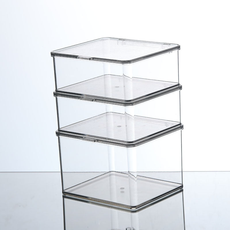 Storage Box PET Transparent Acrylic Rectangular Cosmetic Station Snack Kitchen Sundries Storage Box with Lid