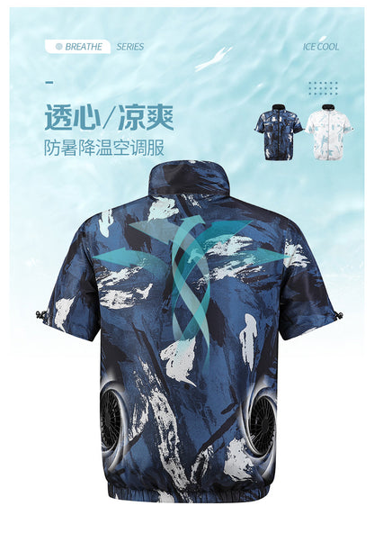 Cross-border Direct Supply Summer Cooling and Heat Prevention Air-conditioning Clothing Clothes with Fan Short-sleeved Vest Outdoor Sunscreen Work Wear
