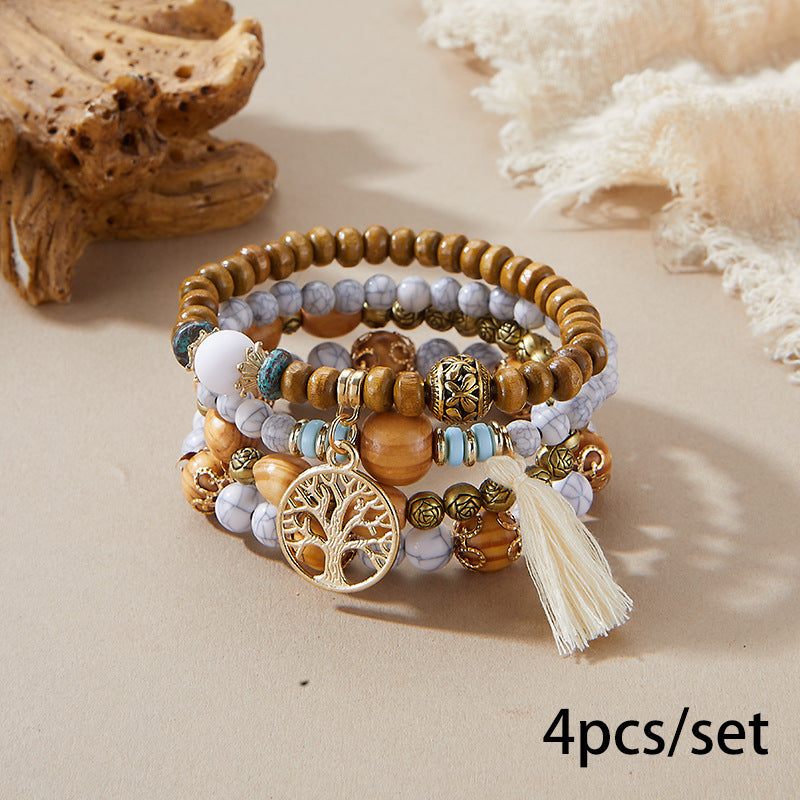 European and American Cross-Border Hot-Selling New Bohemian Bracelets Creative Tassel Multi-Layer Beaded Bracelets Fashion Jewelry