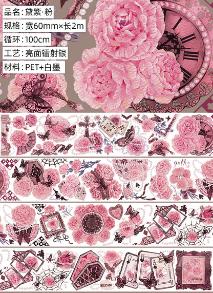 Glazed Light Gorgeous Retro Huahua Guka Decoration DIY Hand Account Material Dark Flow Linen Laser Hand Account Pet Tape