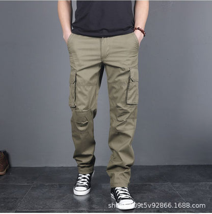 Spring and Autumn Cotton Crane Pants Foreign Trade Plus Size Pants Site Work Pants Men's Multi-Pocket Wear-Resistant Casual Pants
