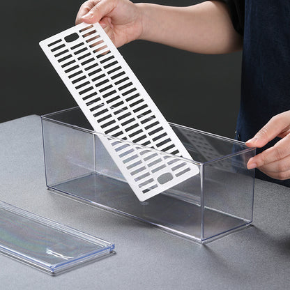 Desktop Storage Box with Lid Flip-Top Rectangular Transparent Acrylic Storage Box Kitchen Cosmetics Sundry Work Station