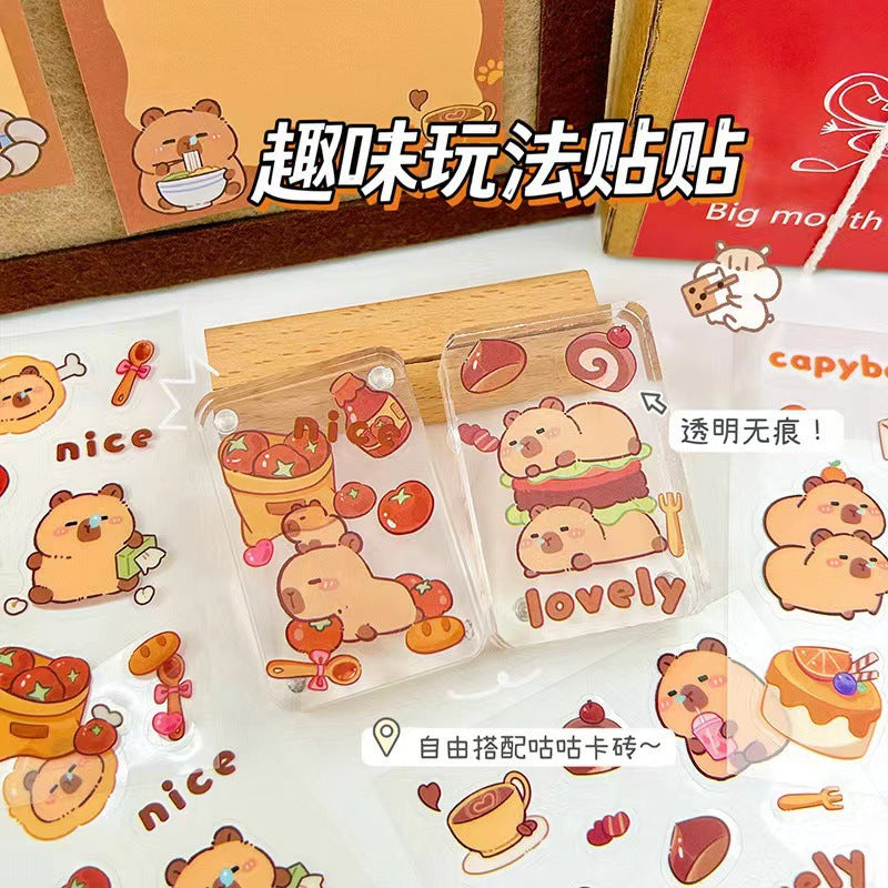 Kapibara Planner Stickers Cartoon Capybara Pet Student DIY Stickers Waterproof Water Bottle Phone Case Adhesive Laser