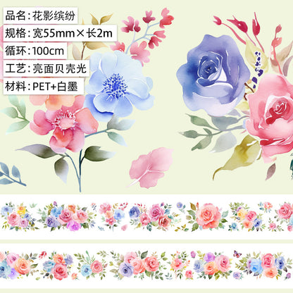 Original hand account tape shell light flower decoration handmade collage diy hand account material wholesale special material pet tape