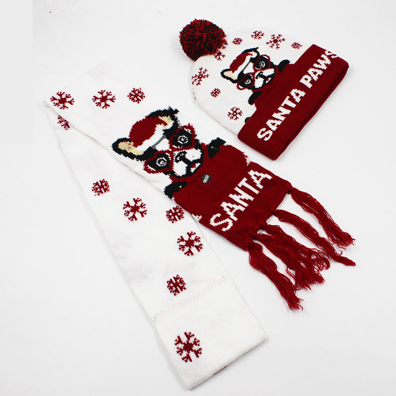 Korean Internet Celebrity Style Snowflake Christmas Hat, Warm and Cold-Proof Women's Knitted Hat with Pom-Pom, Ear-Protecting Yarn Hat, Light Luxury Style