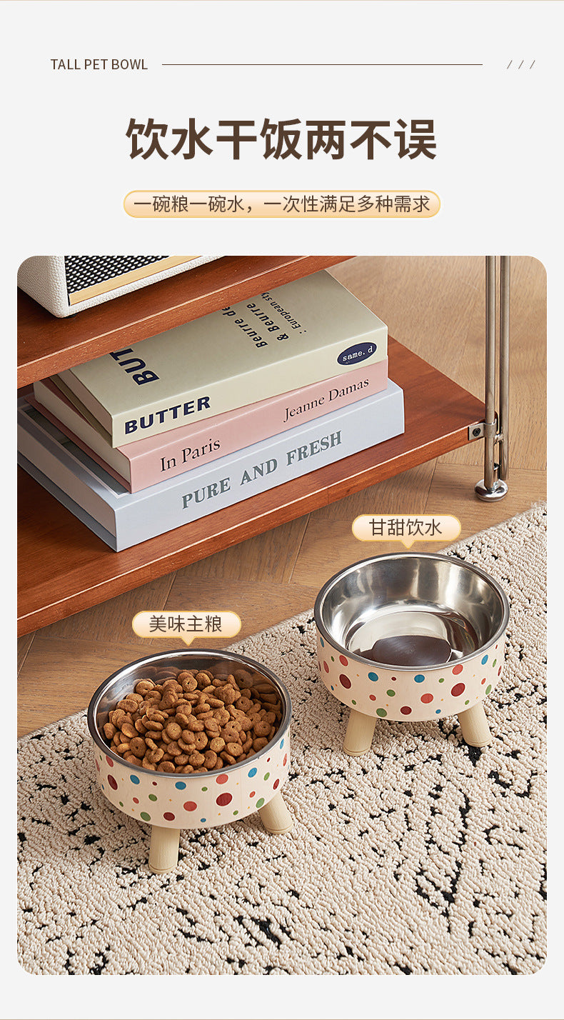 Pet Bowl Anti-overturning Cat Bowl Pet Stainless Steel Dog Bowl Cat Neck Protection High Foot Bowl Dog Food Utensils Cross-border New