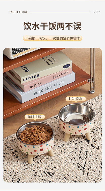 Pet Bowl Anti-overturning Cat Bowl Pet Stainless Steel Dog Bowl Cat Neck Protection High Foot Bowl Dog Food Utensils Cross-border New