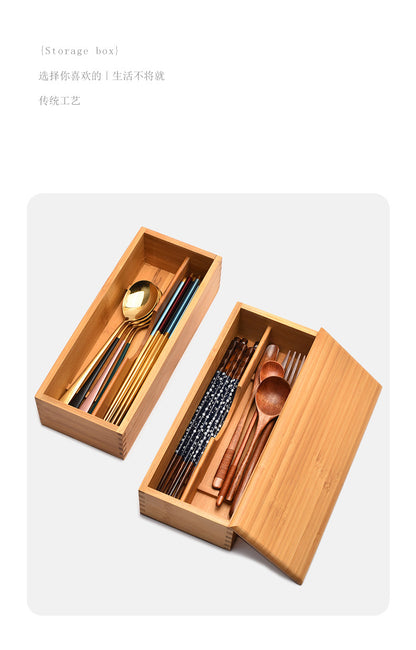 Japanese style chopsticks box with lid hotel spoon Fork tableware storage box lettering kitchen supplies compartment chopsticks basket